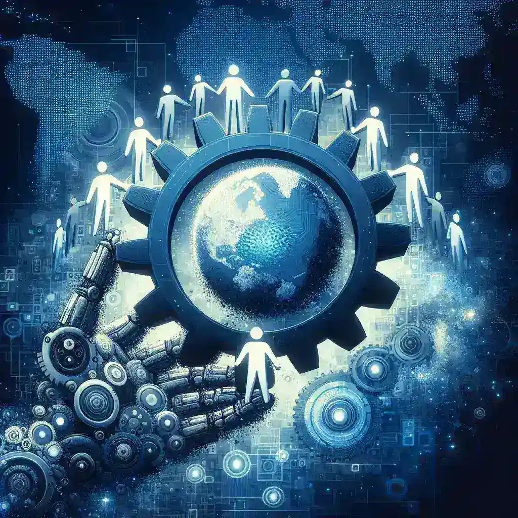 "Workers in a tech company engaged in a union meeting, discussing unionization efforts in the context of heavy automation in the workplace."