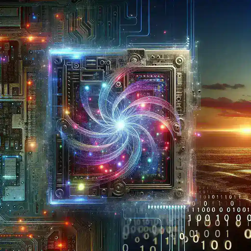 "Visualization of quantum computing technology showcasing qubits and circuitry, symbolizing breakthroughs in data processing and the future of information technology in the article titled 'Breakthroughs in Quantum Computing Signal a New Era in Data Processing'."